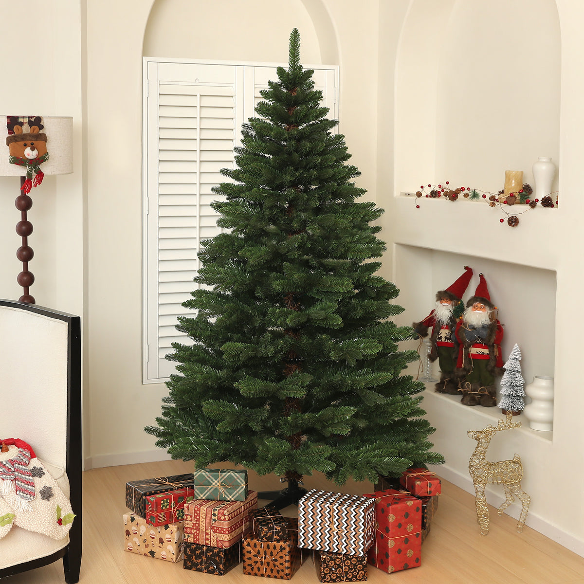 Weihnachtsbaum, Kunsttanne, 1,8 m hoch, flammhemmend, stabile Metallbasis, Grün