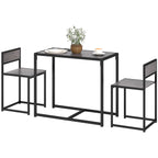 3-teiliges Bartisch-Set Hochtisch-Set 3-teilig, 2 Stühle, 1 Tisch, 90 cm x 47 cm x 76 cm, Grau