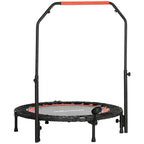 Mini-Trampolin, mit höhenverstellbarem Haltegriff, LCD-Monitor, Stahl, schwarz+rot, Ø102 x 99-123cm