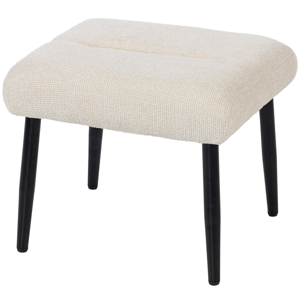 Sitzhocker Hocker mit weichem Sitzkissen Stahlbeinen Fu?hocker mit Chenille-Stoff, 45 x 41 x 38 cm, Cremewei?