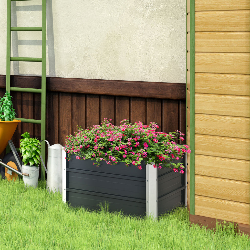 108L Raised Garden Bed, Galvanized Steel Elevated Planter Box w/ Installation Gloves for Backyard, Patio to Grow Vegetables, Herbs, and Flowers, 66 x 47 x 40cm, Grey