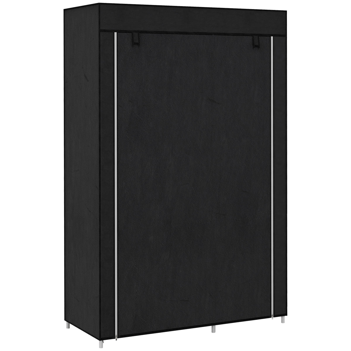Fabric Wardrobe w/ Shelves Hanging Rail Foldable Wardrobe Black
