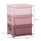 Aufbewahrungsboxen für Kinder, 3 Schubladen, abgerundete Kanten, erhöhtes Design, 37x37x56,5 cm, Rosa