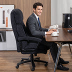 Chefsessel Ergonomisch Bürostuhl bis 200 kg mit Samtoptik, Hoher Rückenlehne, für Büro und Homeoffice Schwarz