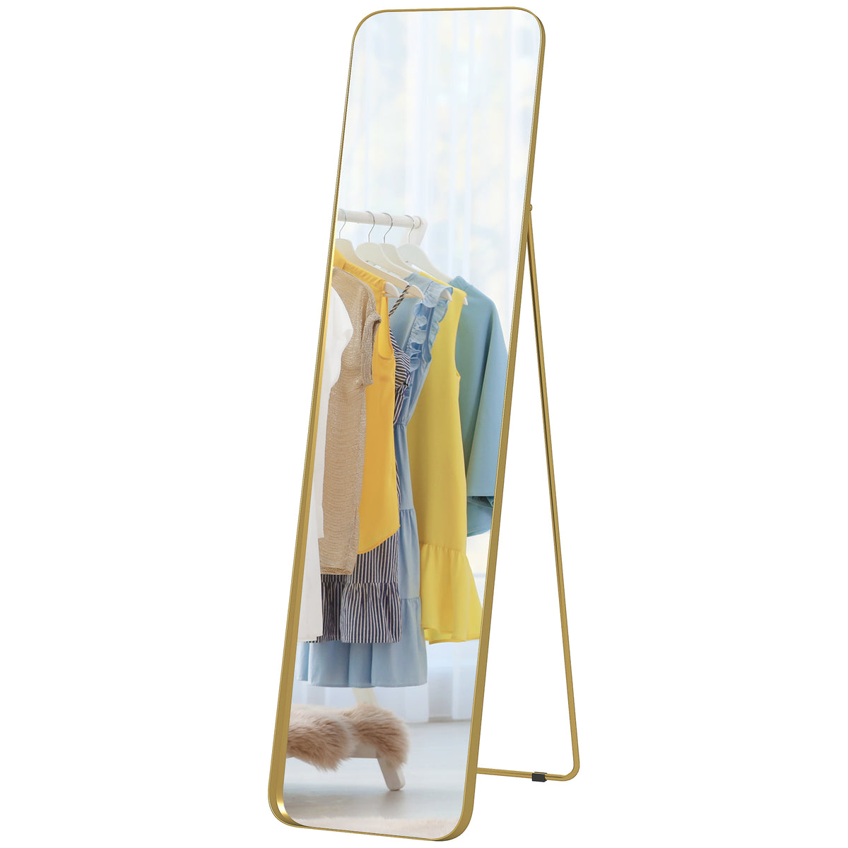 40 x 160 cm Rectangular Full Length Mirror - Gold Tone