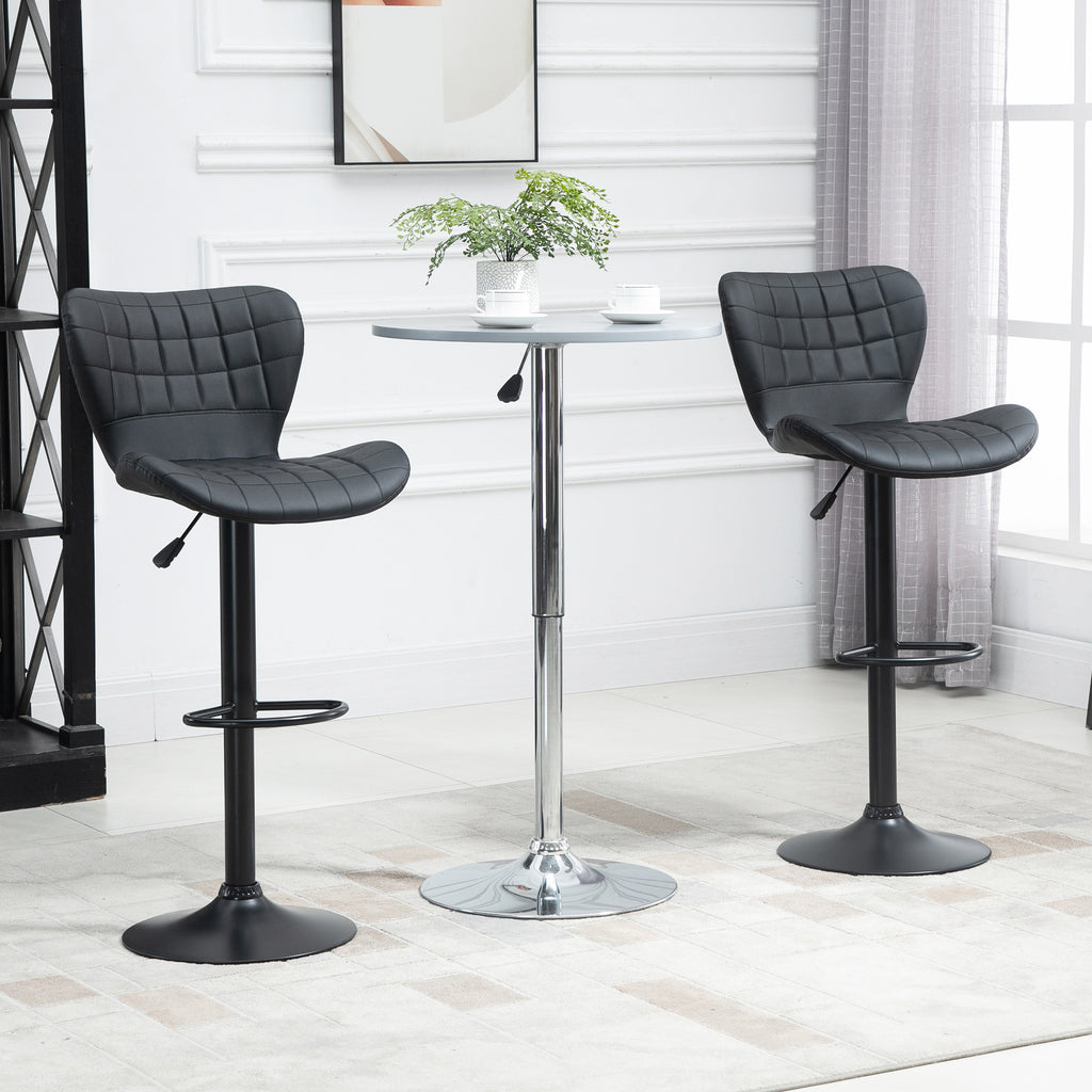 2-er-Set Barhocker Retrodesign 47 cm x 51,5 cm x 89-109 cm Schwarz