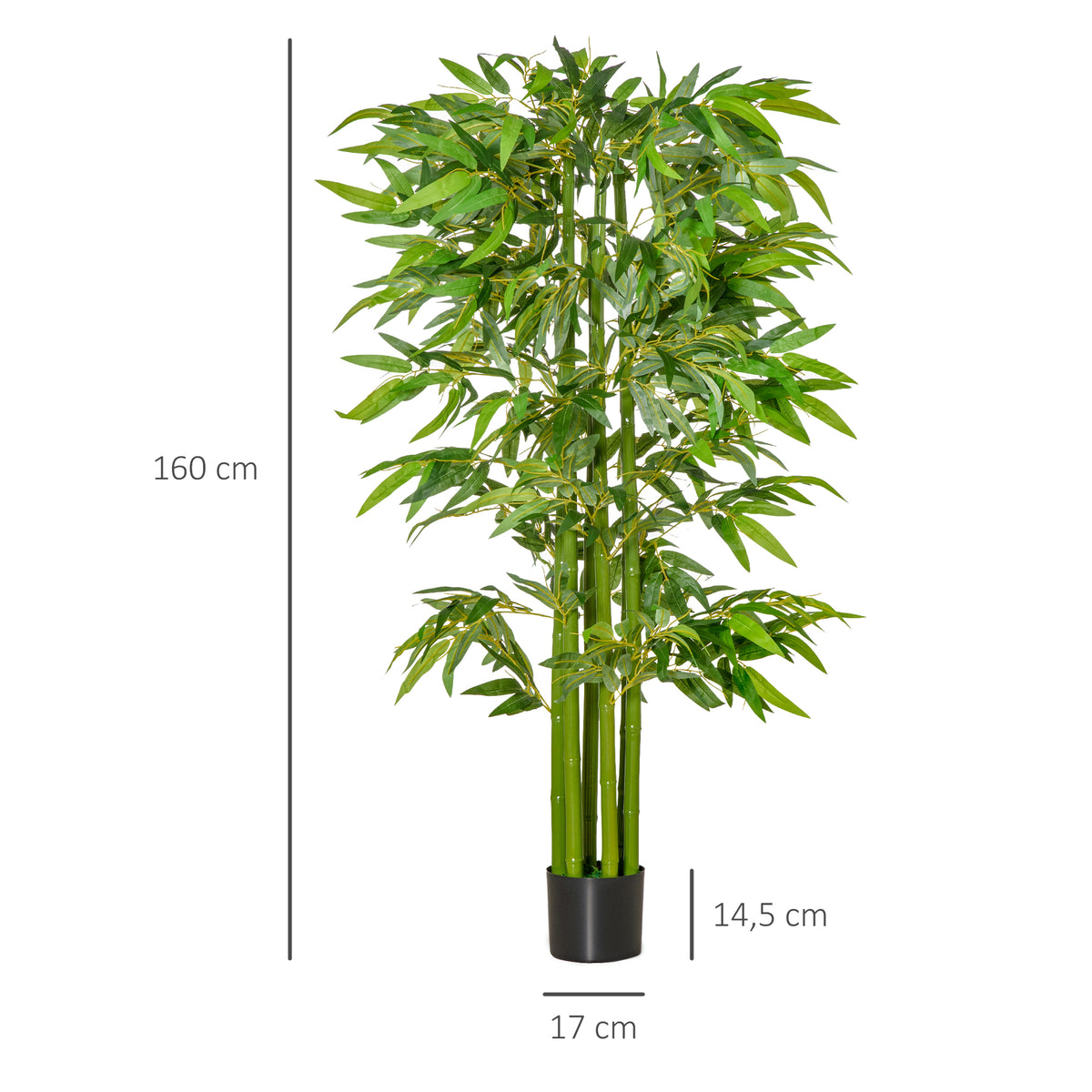 Künstlicher Bambus groß 160 cm Kunstpflanze, Kunstbambus, Plastik Künstliche Pflanzen im Topf, Fake Plant wie echt für Wohnzimmer Schlafzimmer Büro Garten Moderne Dekoration Geschenk