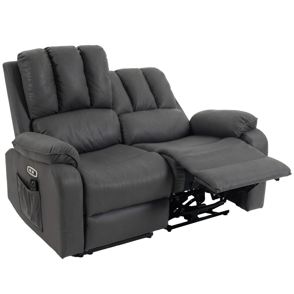 2-Sitzer elektrisches Relaxsofa aus Leathaire mit Massage- und Heizfunktion, 2 Fernbedienungen, USB-/USB-C-Anschlüssen