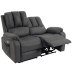 2-Sitzer elektrisches Relaxsofa aus Leathaire mit Massage- und Heizfunktion, 2 Fernbedienungen, USB-/USB-C-Anschlüssen