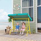 2-Sitzer Kinder Hollywoodschaukel mit verstellbar Sonnendach Sicherheitsgurt für 3-6 Jahre bis 60 kg 112x75x120cm Grün