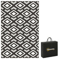 Outdoor Teppich robuster Wetterfest Outdoorteppich mit Tragtasche, faltbar Carpet Boho-Style 182 x 274 cm Schwarz+Wei?