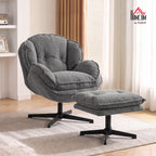Relaxsessel mit Höhenverstellbaren Hocker, für Wohnzimmer, Grau