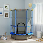 4.6FT/55" Kids Trampoline with Enclosure Net, Outdoor Indoor Use, for Ages 3-10 Years, Blue