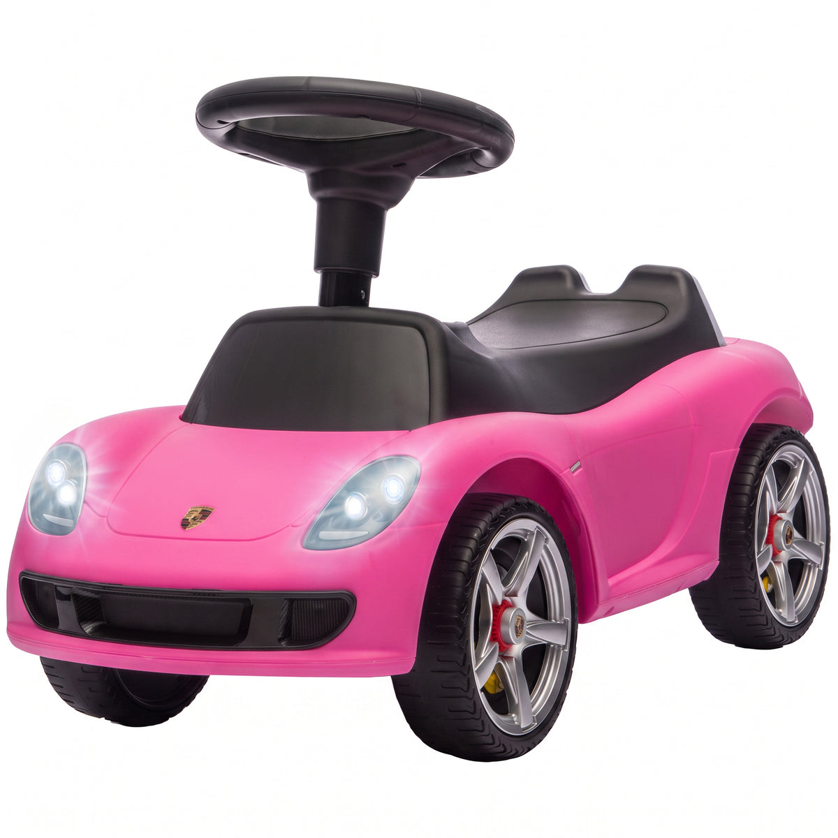 Ride on Car, Porsche Licensed Toddler Push Car with Horn, Headlights, Sound and Steering Wheel for 18-36 Months, Pink