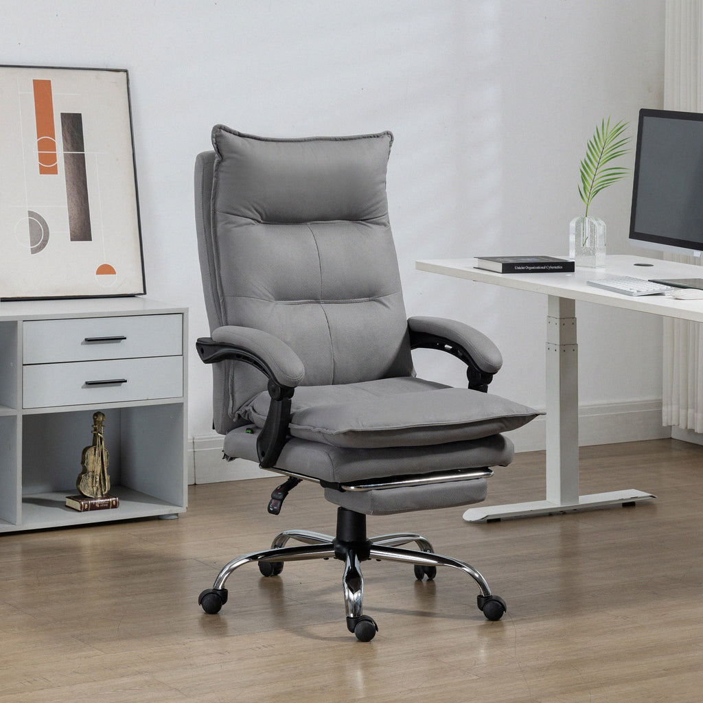 B¨¹rostuhl mit Massagefunktion, Heizfunktion, Fernbedienung, ausfahrbare Fu?st¨¹tze, neigbar, grau
