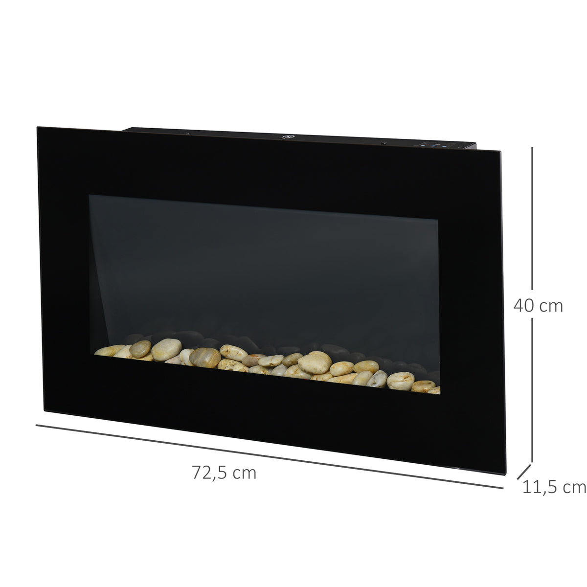 Elektrischer Wandkamin, 1000W/2000W, LED-Feuereffekt, Fernbedienung, stilvoller Look, mit Heizfunktion