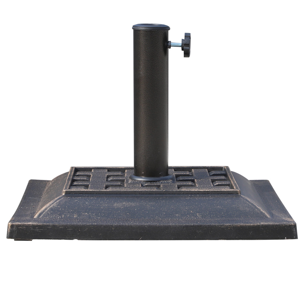 9kg Square Garden Parasol Base Holder Resin Outdoor Market Umbrella Stand with Adjustable Coupler, Bronze