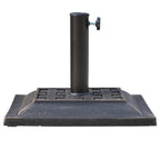 9kg Square Garden Parasol Base Holder Resin Outdoor Market Umbrella Stand with Adjustable Coupler, Bronze