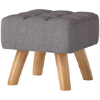 Fu?hocker mit Polsterung, Leinenoptik, Holzbeine, bis 110 kg belastbar, Grau
