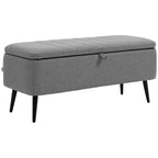 Sitzbank mit Stauraum Polsterbank mit Leinenoptik, Sitztruhe mit Stahlbeine 102 x 40 x 44 cm, Grau