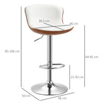 2er-Set Barhocker, höhenverstellbar, Metallgestell, drehbarer Sitz, Cremeweiß