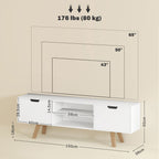 TV-Kommode mit Schubladen und offenen Regalen, MDF, 150 x 39 x 50 cm, Wei?