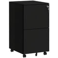 Rollcontainer Aktenschrank, 2 Schubladen, ab­schließ­bar, rollbar, 37 cm x 43,5 cm x 67,5 cm, Schwarz