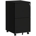 Rollcontainer Aktenschrank, 2 Schubladen, ab­schließ­bar, rollbar, 37 cm x 43,5 cm x 67,5 cm, Schwarz