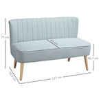 2-Sitzer Sofa, weiche Polsterung, pflegeleichter Bezug, bis 220 kg, 117 x 56,5 x 77 cm, Hellgrün