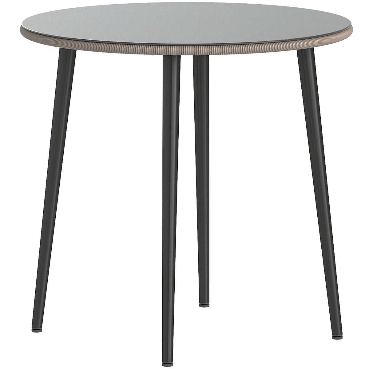 Gartentisch Stahl Buffettisch mit Stahlrahmen, PE-Rattan-Rand, verstellbaren Füßen, 4 Personen 80 x 80 x 74 cm Grau