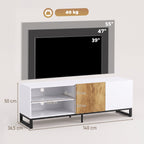 TV-Schrank für Fernseher bis 55 Zoll, Modernes TV-Lowboard, Weiß