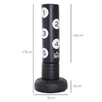 5.8ft Free Standing Boxing Target Punch Bag Heavy Duty Stand Sparring Kick Martial Arts Gym Training Equipment