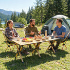 Campingtisch 117 x 60 cm Aluminium Klapptisch mit Aufrollbare Tischplatte Holz-Optik Tragetasche wasserdicht