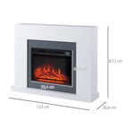 Elektrokamin mit Heizung, elektrischer Kamin mit LED Flammeneffekt und 3 Helligkeiten 2000W Dekokamin mit Einstellbarer Thermostat elektrisch Kaminfeuer mit Fernbedienung Weiß