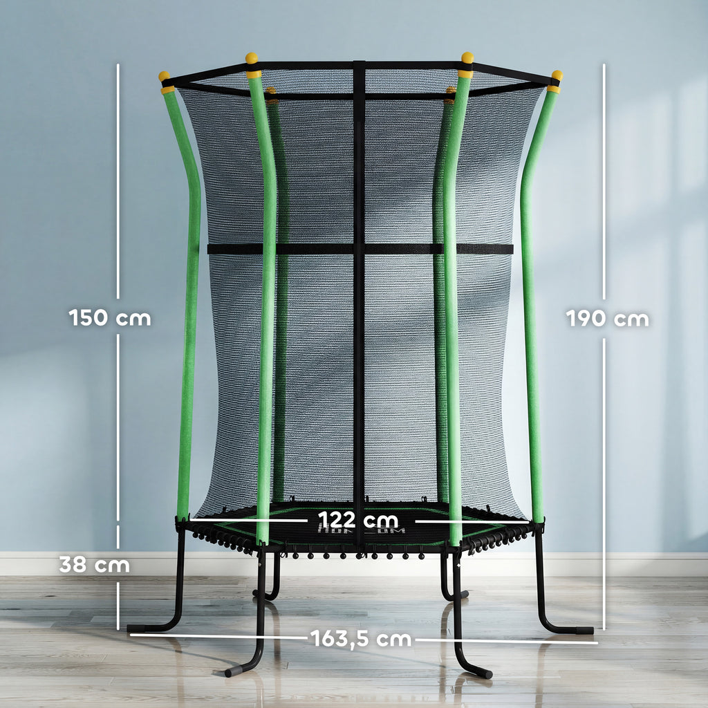 Trampolin f¨¹r Kinder, ?163,5 cm, mit Sicherheitsnetz, gepolstert, Stahl, belastbar bis 50 kg