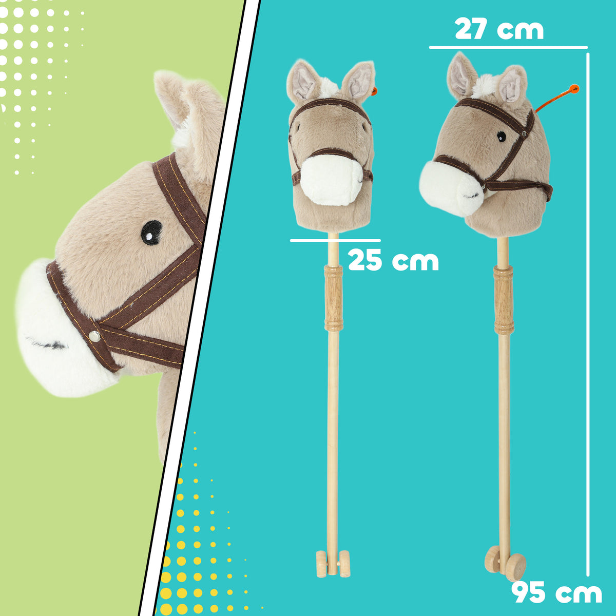 Steckenpferd Kinder Steckenpferde mit Sound, Rolle, Stockpferd zum Reiten f¨¹r Kinder 24+ Monate, Grau