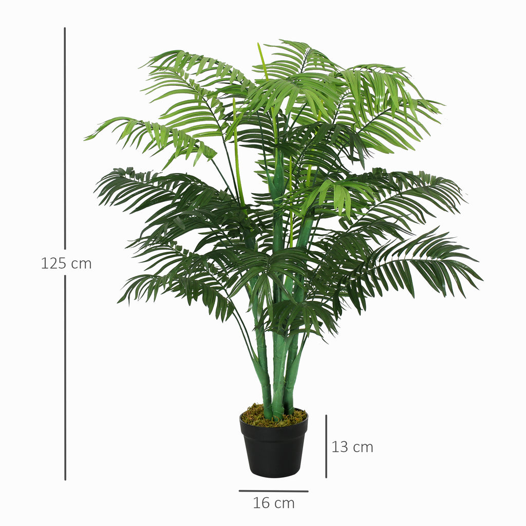 Künstliche Palme 125cm Groß Kunstpflanze mit 18 Palmenwedel im Topf für Wohnzimmer Balkon