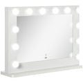 Hollywood Spiegel mit Beleuchtung, Touch-Steuerung, Memory-Funktion, 12 dimmbare LED-Lampen, weiß, 80 x 60 cm