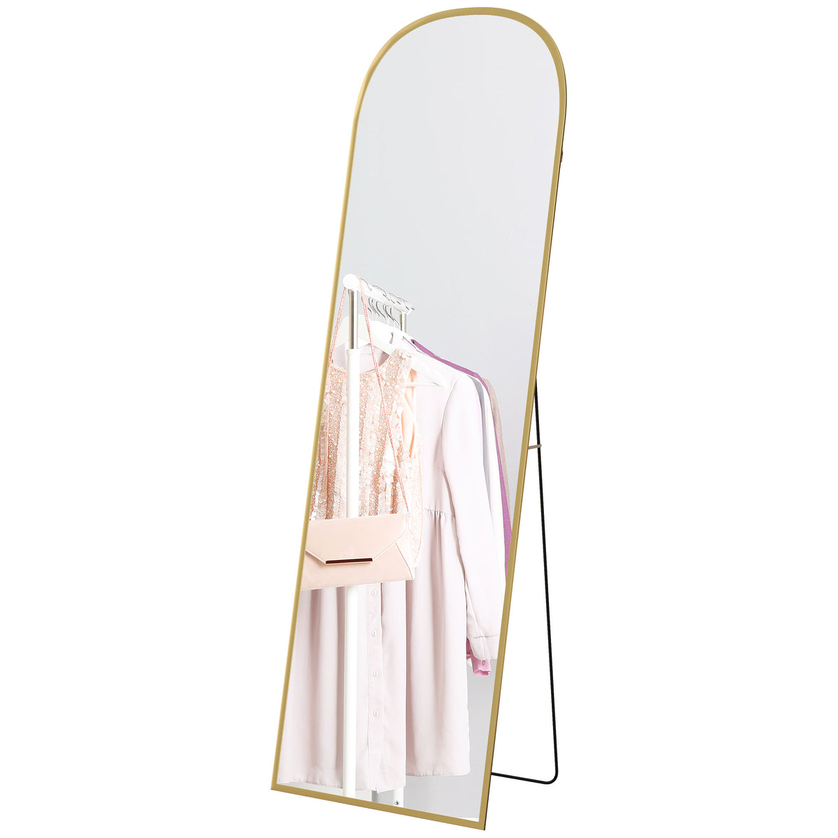 Standspiegel, Ganzkörperspiegel, modernes Design, 50 cm x 1,5 cm x 170 cm, Gold