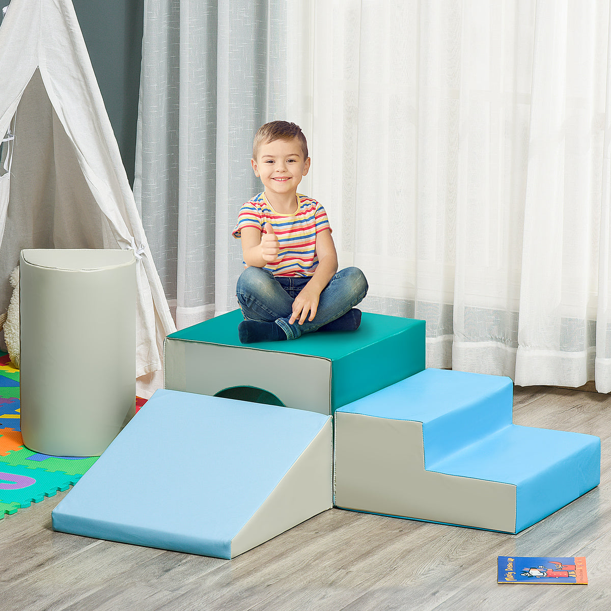 4-Piece Soft Play Set for Toddlers 1-3 Years, Multi-colored