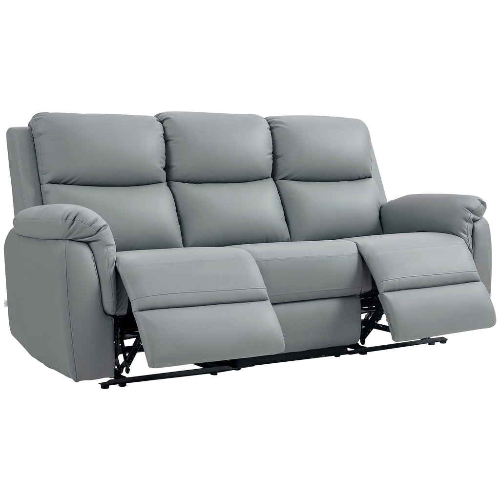 3-Sitzer-Sofa, linker und rechter Sitz zur¨¹cklehnbar, anpassbare Fu?st¨¹tze, Kunstlederbezug, f¨¹r Wohnzimmer, Dunkelgrau