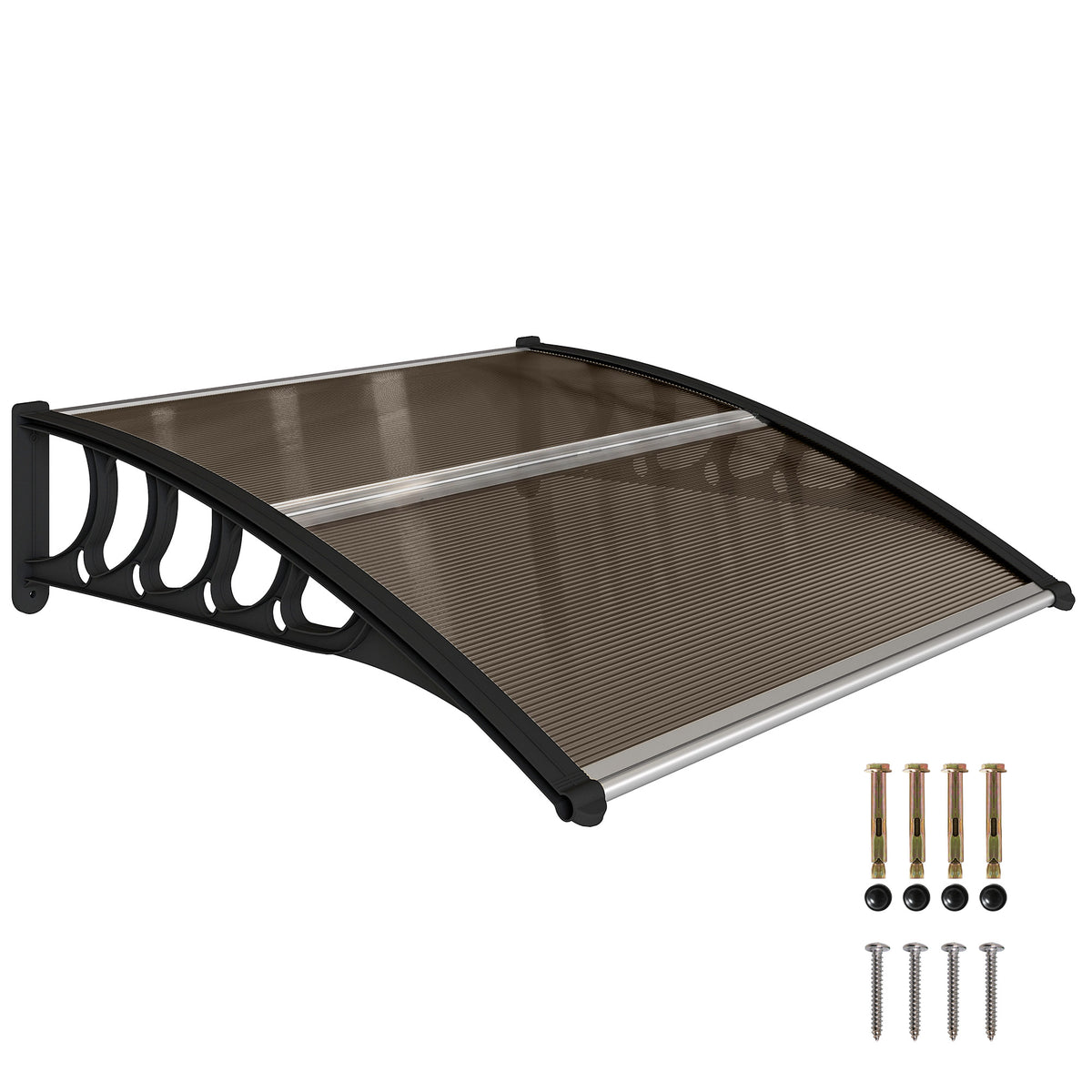 Front Door Canopy, Outdoor Awning, Rain Shelter for Window, Porch and Front/Back Door, 103 x 96.5 cm, Brown