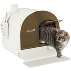 Hooded Cat Litter Box, Kitten Litter Tray, with Lid, Scoop, Filter, Flap Door
