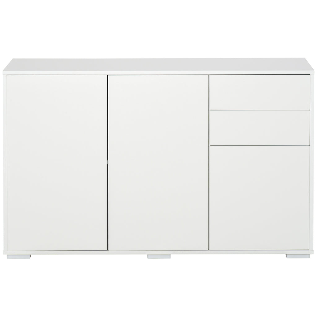 Sideboard Kommode Anrichte, 2 Schubladen, Push-Click, 117 cm x 36 cm x 74 cm, Wei?