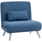 Polstersessel mit Bettfunktion, 3-in-1 Design, Schlafsessel, Gästebett, Stoffbezug, mit Kissen, Blau