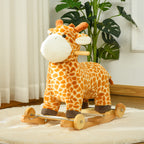 Schaukeltier Giraffen mit Sound Effekt, Räder, Haltegriffen Plüsch Baby Schaukelspielzeug Schaukel Schaukelsitz für Kleinkinder 3-6 Monate