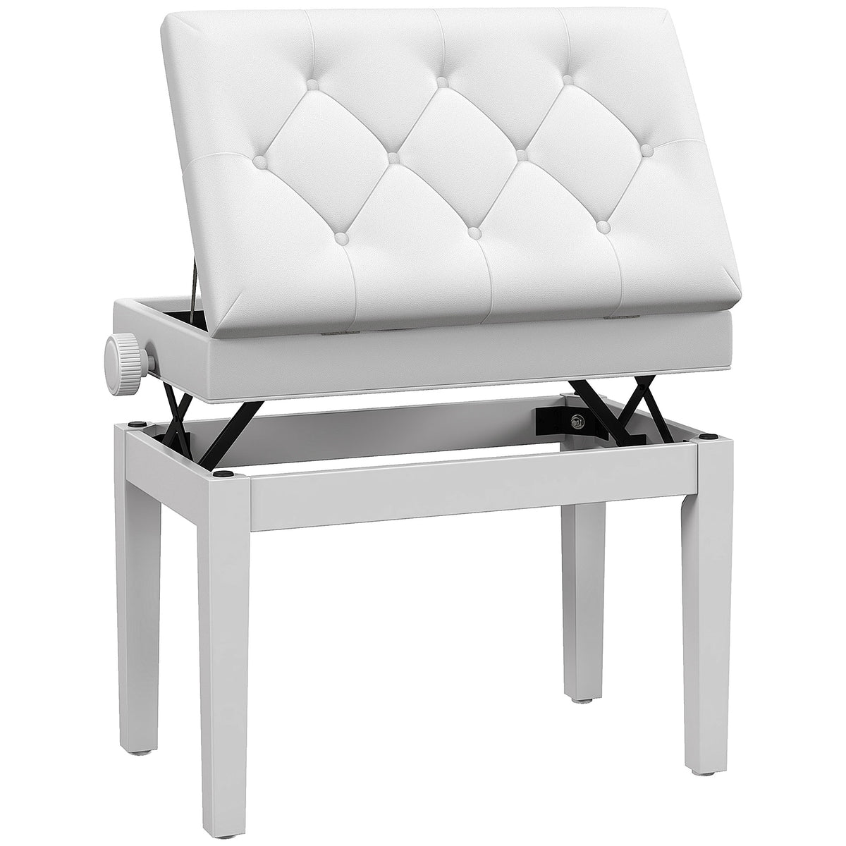 Klavierbank Höhenverstellbar mit Stauraum 54,5x33x48-58cm Weiß