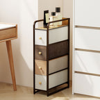 4-Drawer Storage Organiser Unit, Chest of Drawers with Steel Frame for Bedroom, Living Room, Mixed-Brown