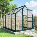 Gewächshaus, Treibhaus, mit Dachfenster, Schiebetür, transparent, Polycarbonat+Aluminium, 190 x 252 x 201cm
