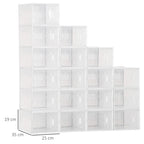 18PCS Clear Shoe Box, Plastic Stackable Shoe Storage Box for UK/EU Size up to 8.5/43 with Magnetic Door for Women/Men, 25 x 35 x 19cm